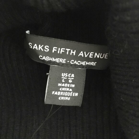 NWT. SAKS FIFTH AVENUE. 100% Cashmere Turtleneck Sweater. Kohl Black. Large - Picture 4 of 11
